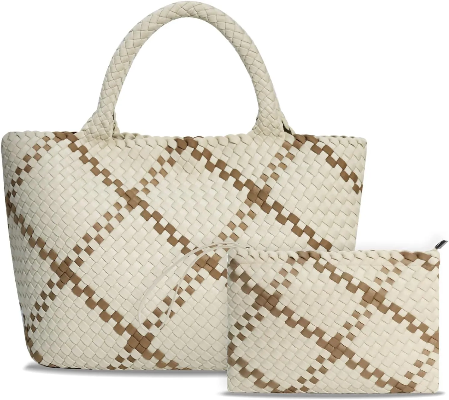 Large Woven Neoprene Tote for Women, Shopper Bag, Travel Braided Handbags, Beach Shoulder Purses