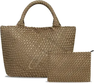 Large Woven Neoprene Tote for Women, Shopper Bag, Travel Braided Handbags, Beach Shoulder Purses