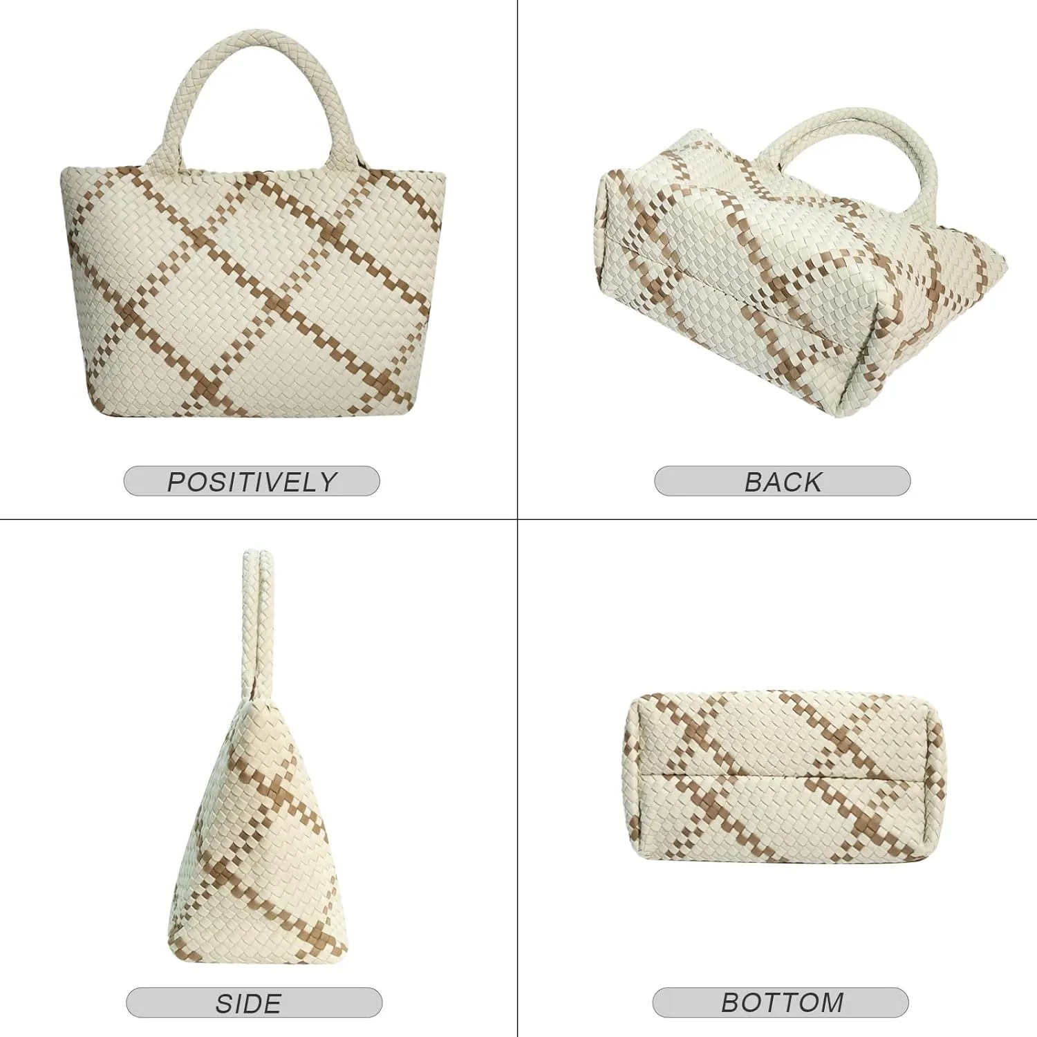 Large Woven Neoprene Tote for Women, Shopper Bag, Travel Braided Handbags, Beach Shoulder Purses