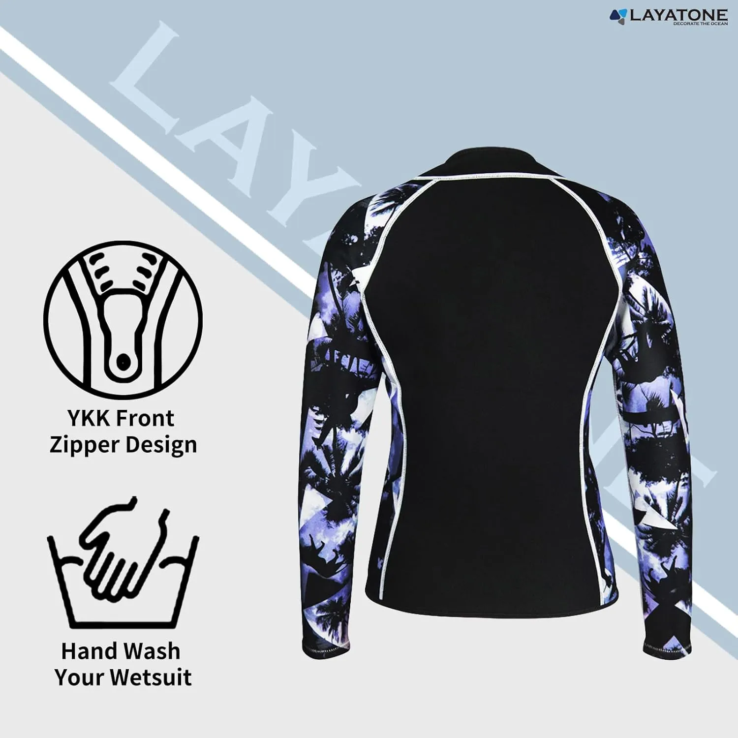 LayaTone Women's 3mm Long Sleeve Neoprene Wetsuit Top - Cold Water Swim, Diving, Surfing & Water Aerobics - Comfort, Warmth & Protection - Suit Jackets for Women