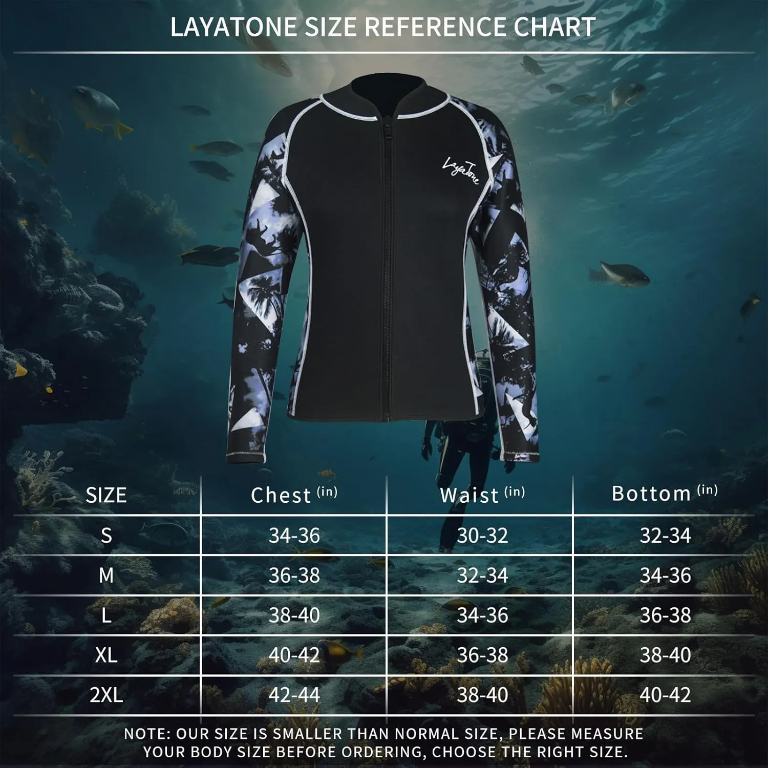 LayaTone Women's 3mm Long Sleeve Neoprene Wetsuit Top - Cold Water Swim, Diving, Surfing & Water Aerobics - Comfort, Warmth & Protection - Suit Jackets for Women