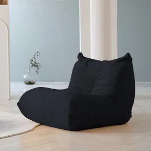 Lazy Floor Sofa, Fireside Chair,Teddy Velvet Sofa Bean Bag Couch, Lounge Accent Chair for Living Room Corner Bedroom Salon Office，Black