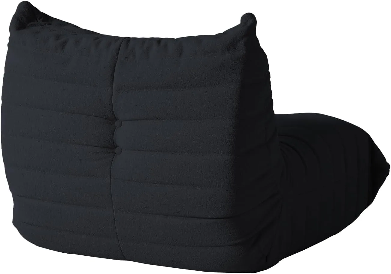 Lazy Floor Sofa, Fireside Chair,Teddy Velvet Sofa Bean Bag Couch, Lounge Accent Chair for Living Room Corner Bedroom Salon Office，Black
