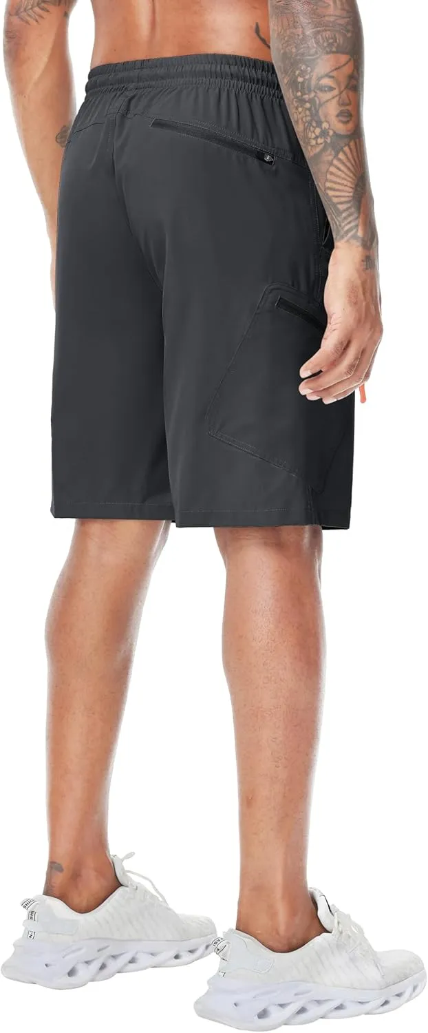 LAZYDAY Men's Hiking Cargo Shorts 9 Inch Inseam with Zipper Pockets Elastic Waistband for Outdoor, Travel, Summer