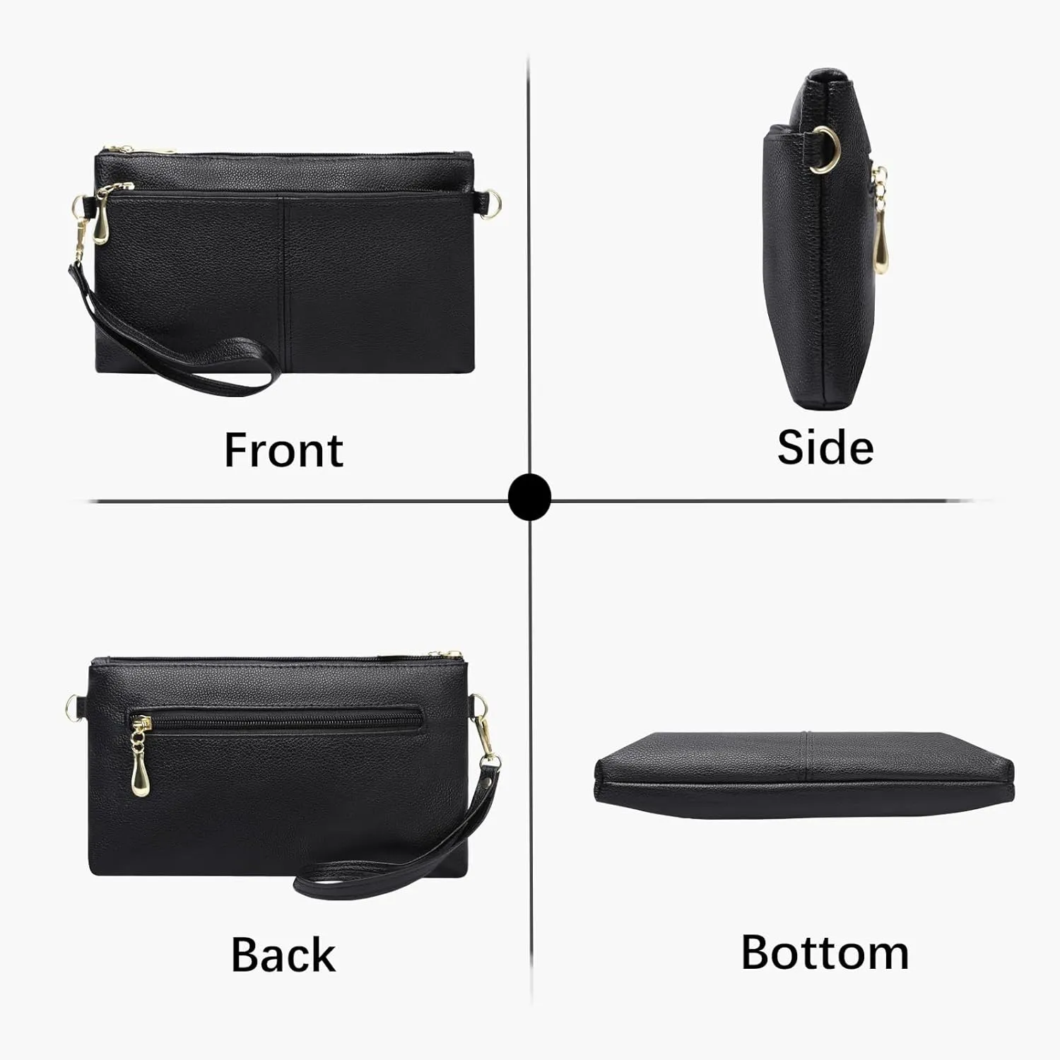 Leather Wristlet Clutch Wallet Purses For Women,Women's Triple Zip Cell Phone Bags Small Crossbody Bag