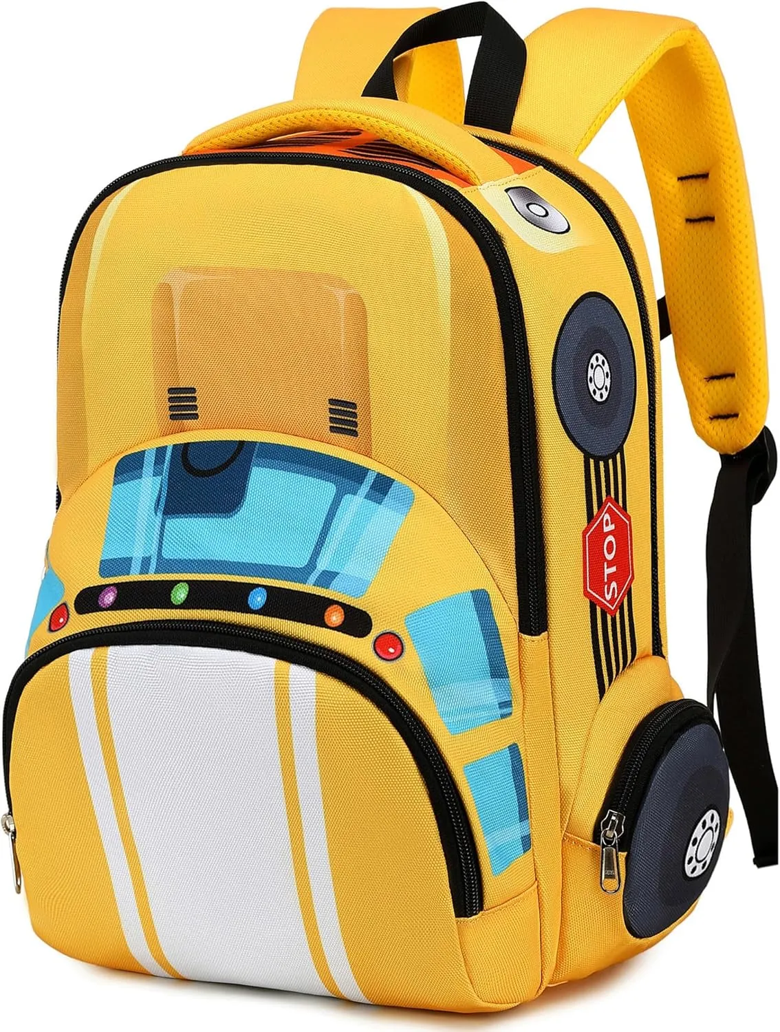 LEDAOU Toddler Kids Backpack for Boys Girls Preschool Kindergarten School Backpack Bookbag School Bag with Chest Strap (Bus Yellow)