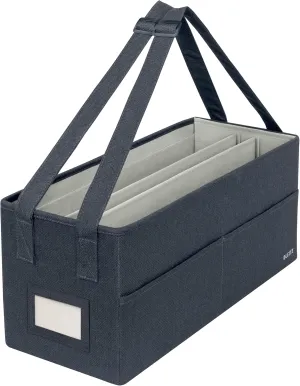 Leitz Fabric Hot Desking Work Bag & Storage Bag, Laptop Bag & Desk Tidy Organiser for Stationery & Laptop Accessories, w. Carry Handles, Foldable & Eco Conscious, Recycle Range, Velvet Grey, 64440089