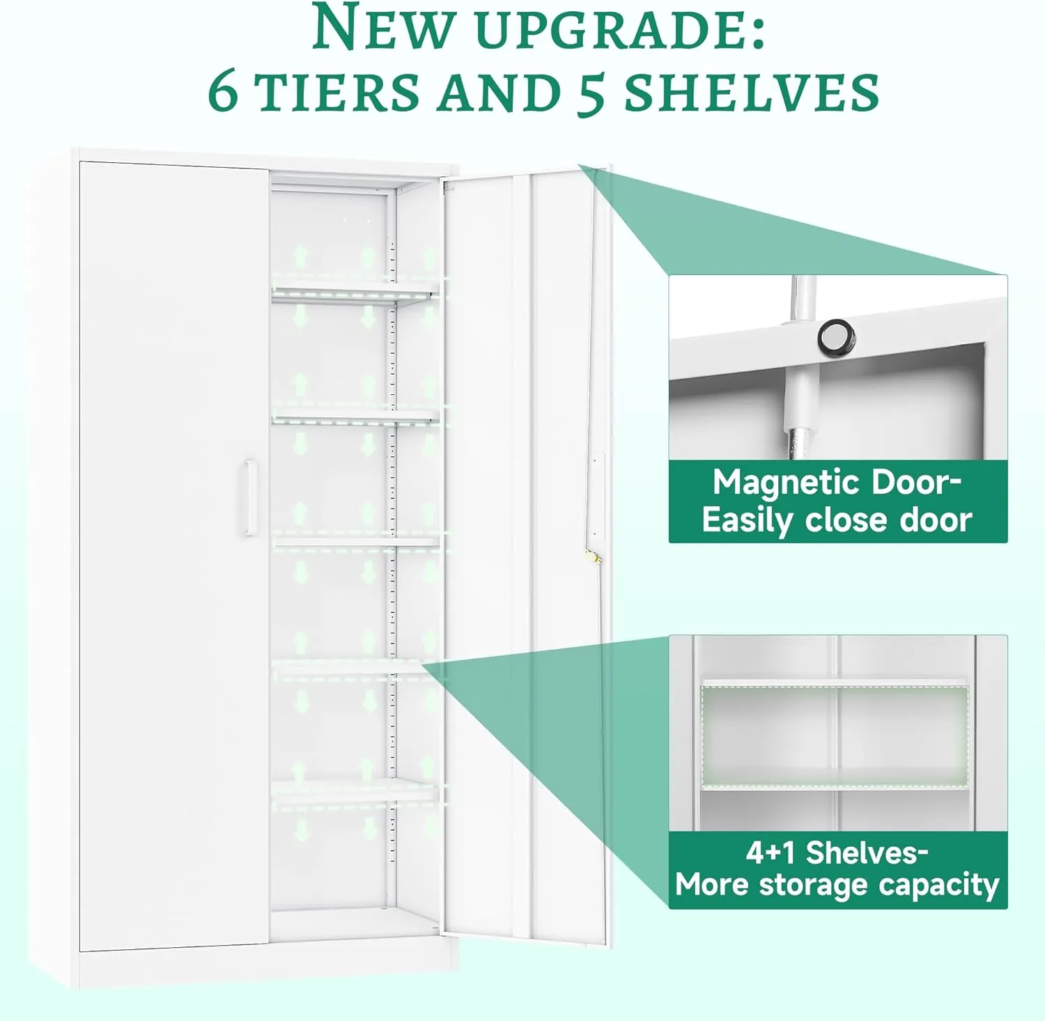 Letaya Metal Storage Cabinet with Lock Door Adjustable Shelf,72" Steel Lockers for Office, Home,School,Kitchen,Garage Tool Utility Cabinet (2 Door-White)