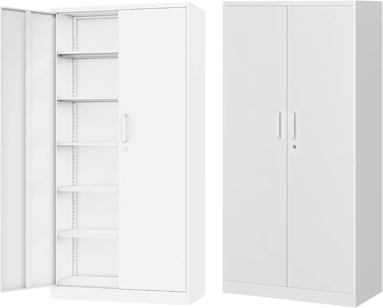 Letaya Metal Storage Cabinet with Lock Door Adjustable Shelf,72" Steel Lockers for Office, Home,School,Kitchen,Garage Tool Utility Cabinet (2 Door-White)