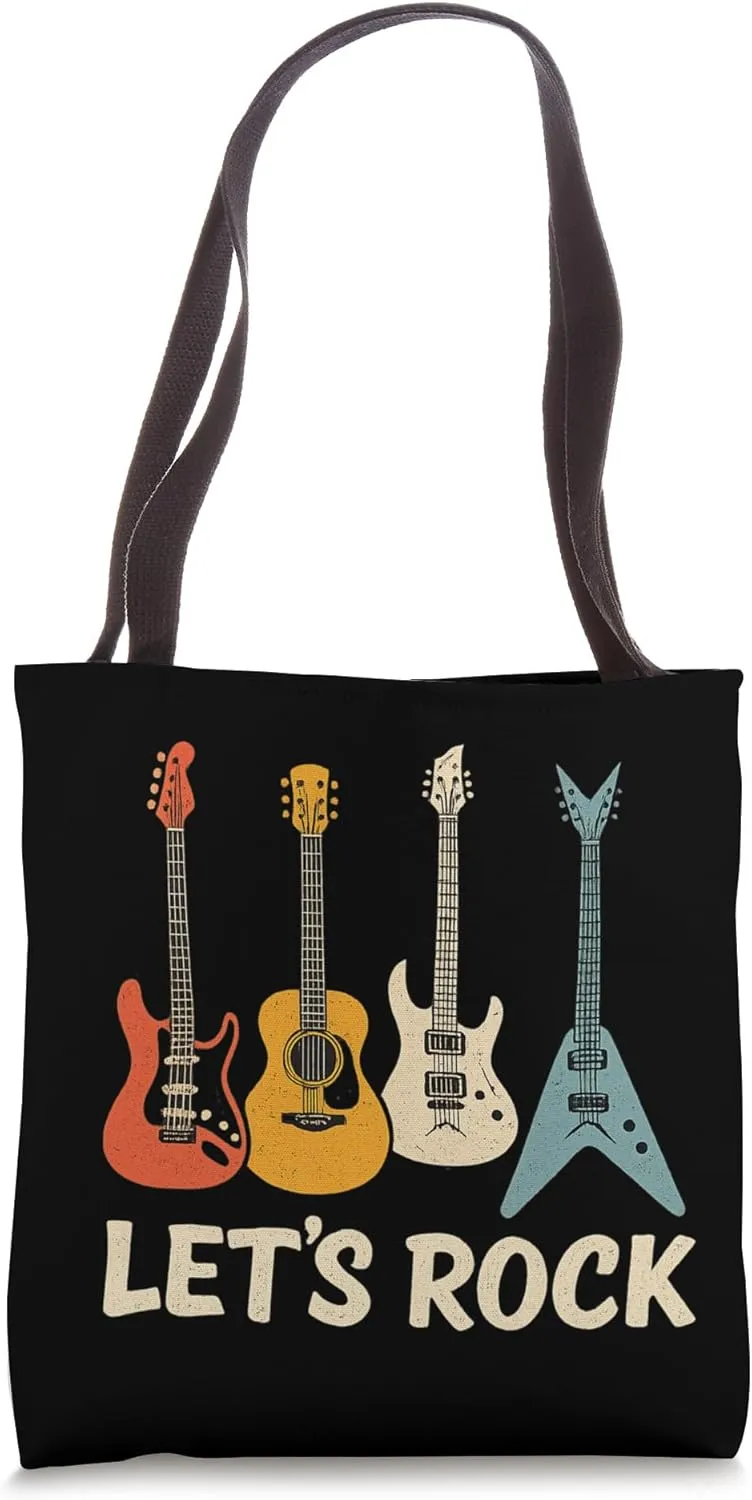 Let’s Rock Guitar Design For Rock Fans Band Players Music Tote Bag