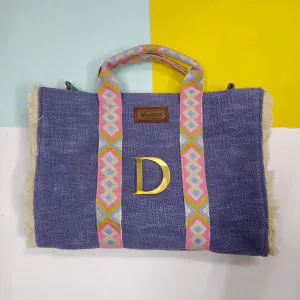 Lilac Lenora Fringe Tote Bag with Initial Customization