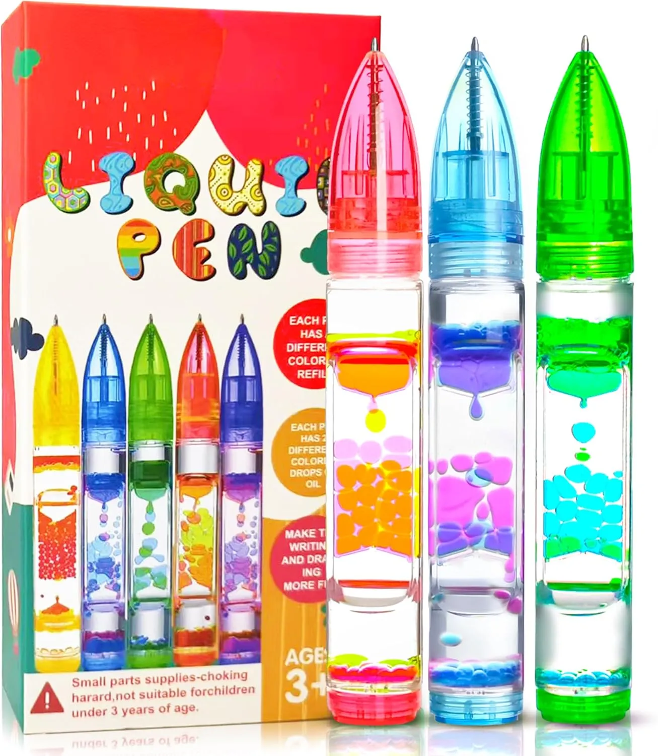 Liquid Pens Easter Basket Stuffers Gift for Girls Kids, Fun Cool Pens Autism ADHD Anxiety Stress Relief Travel Draw Toy Fidget Sensory Desk Toys Party Favor Classroom Prize for Boys Girls (3PCS)