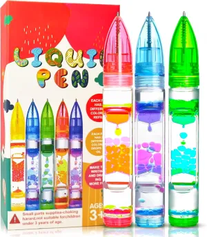 Liquid Pens Easter Basket Stuffers Gift for Girls Kids, Fun Cool Pens Autism ADHD Anxiety Stress Relief Travel Draw Toy Fidget Sensory Desk Toys Party Favor Classroom Prize for Boys Girls (3PCS)