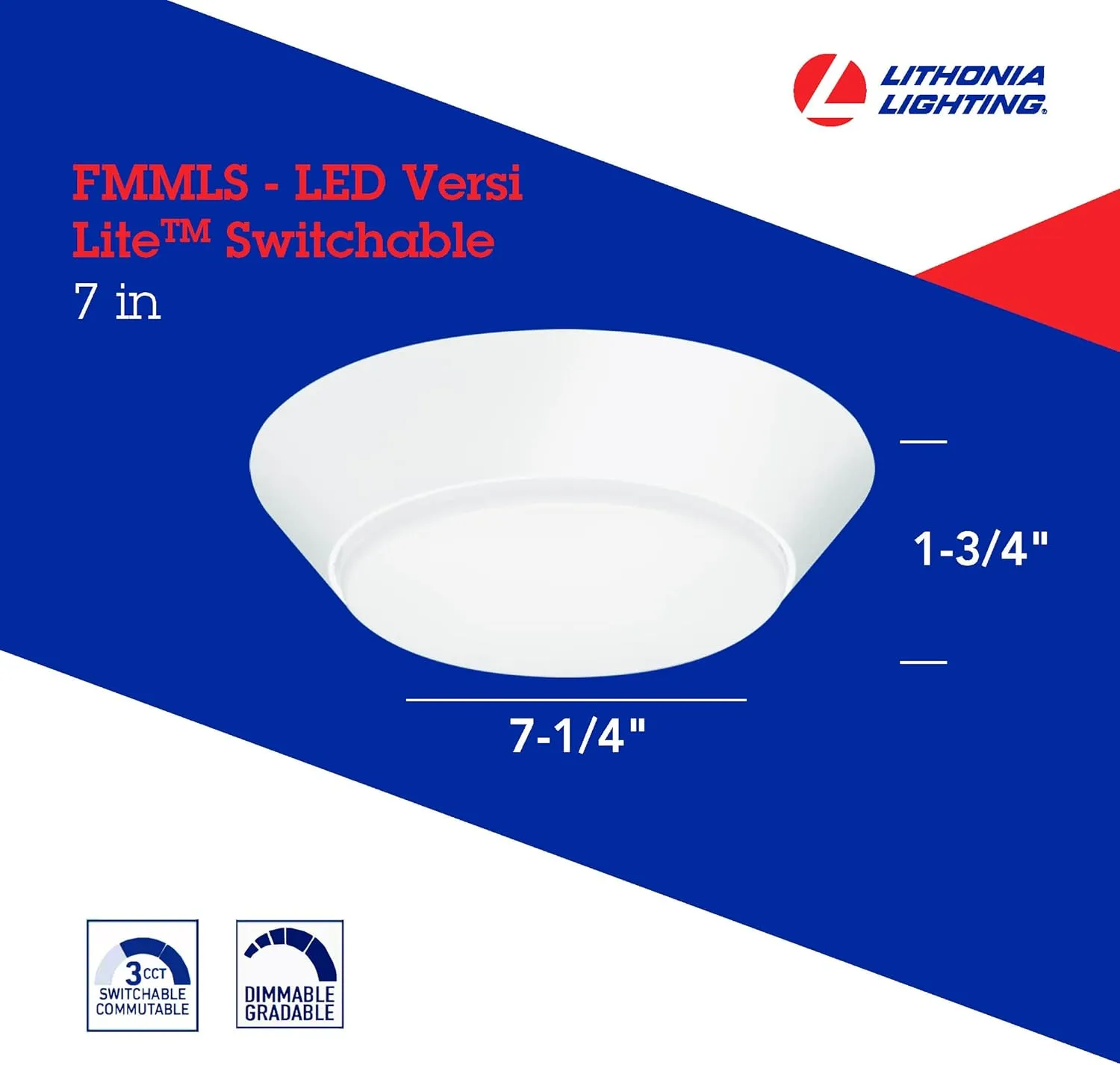 Lithonia Lighting 7-Inch Versi Light LED Flush Mount, White