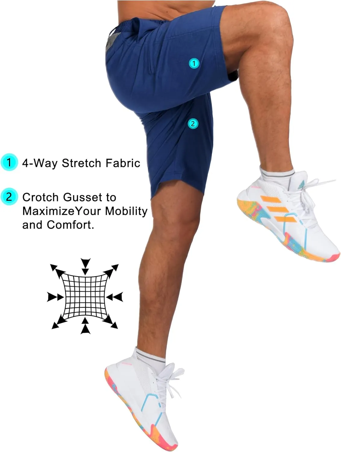 Little Donkey Andy Men's Quick Dry Stretch Shorts for Hiking Golf Travel, with Elastic Waist