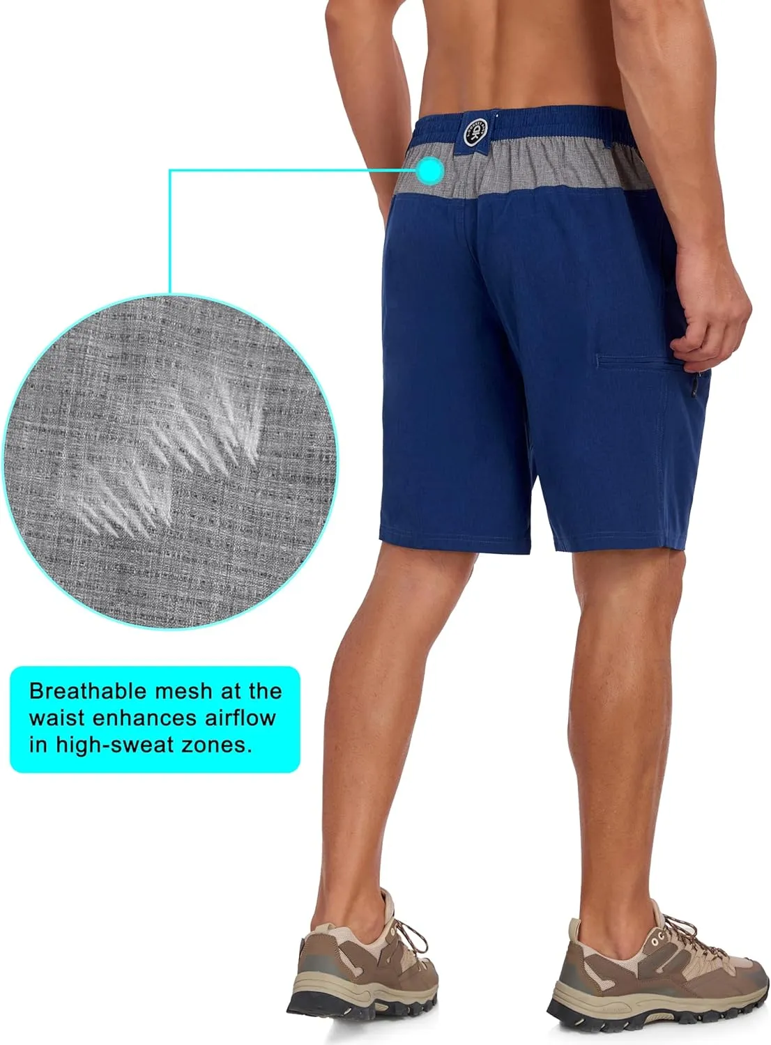 Little Donkey Andy Men's Quick Dry Stretch Shorts for Hiking Golf Travel, with Elastic Waist