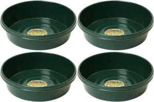 Little Giant 3 Gallon Durable and Versatile Plastic Flat Farm Livestock and Pet Ranch Home Feed and Water Utility Pan, Green (4 Pack)