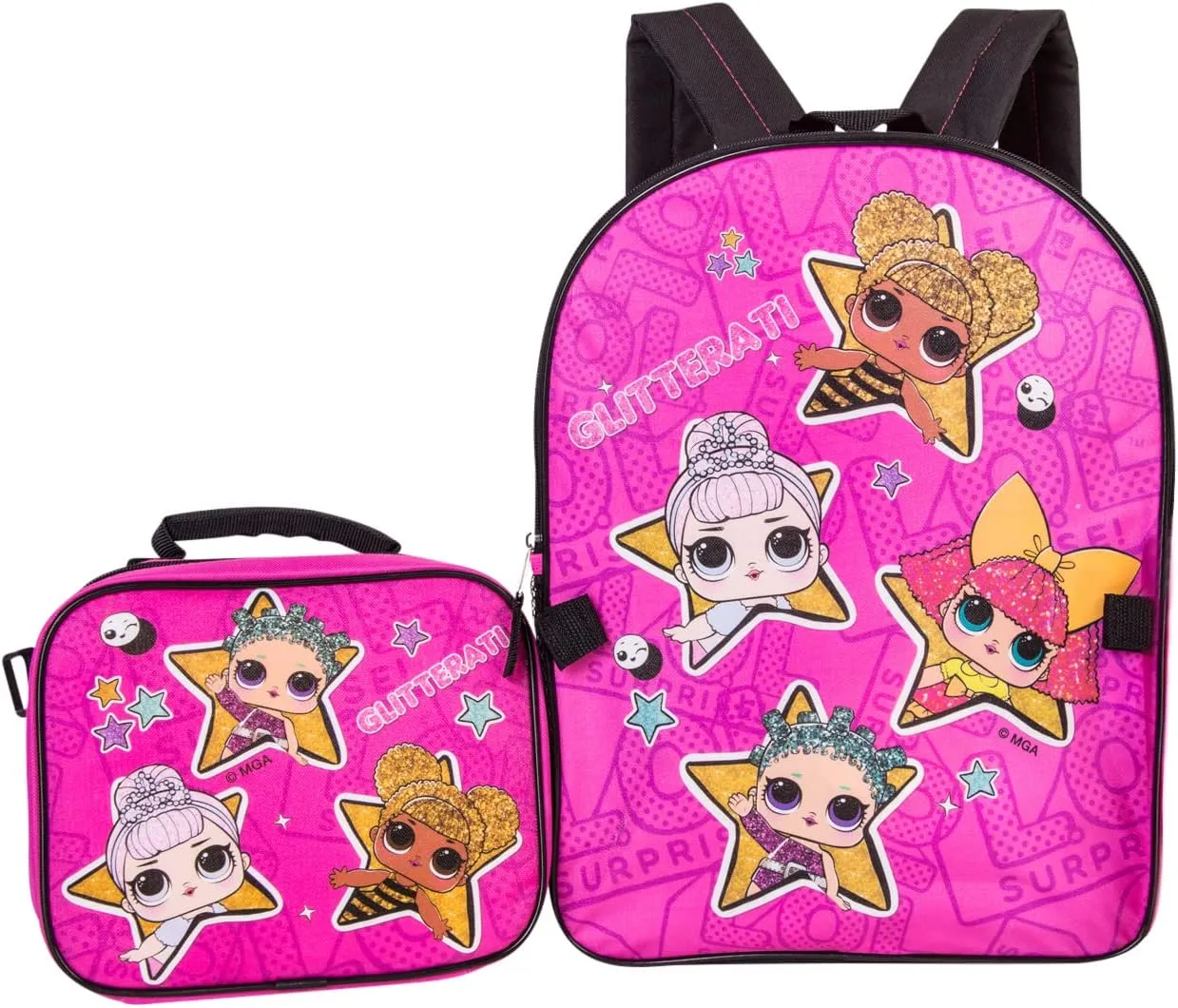L.O.L. Surprise! Backpack Combo Set - Girls' 2 Piece Backpack Set Backpack & Lunch Kit (Hot Pink)