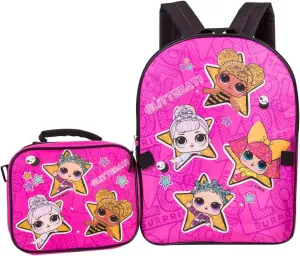 L.O.L. Surprise! Backpack Combo Set - Girls' 2 Piece Backpack Set Backpack & Lunch Kit (Hot Pink)
