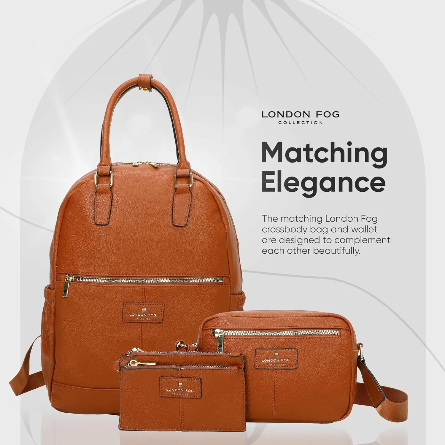 LONDON FOG - Backpack | Travel Backpack for Women | Purse | Laptop Backpack | Crossbody Bag and Wallet Set | Set of 3