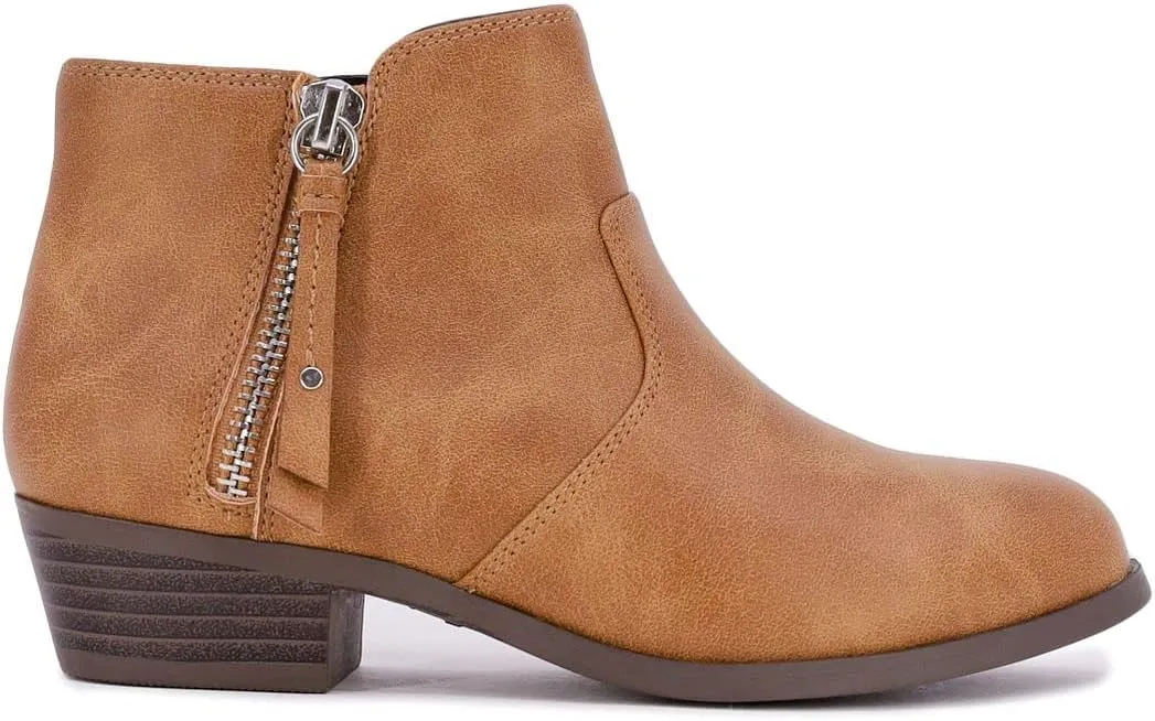 LONDON FOG Girls Black Alley Ankle Boot, Water Resistant, 1 inch Heel, Functioning Zipper