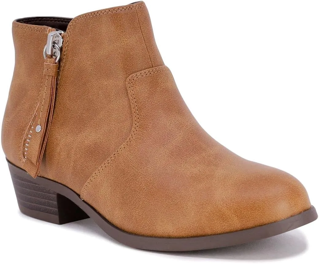 LONDON FOG Girls Black Alley Ankle Boot, Water Resistant, 1 inch Heel, Functioning Zipper