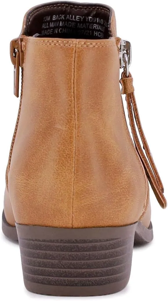 LONDON FOG Girls Black Alley Ankle Boot, Water Resistant, 1 inch Heel, Functioning Zipper