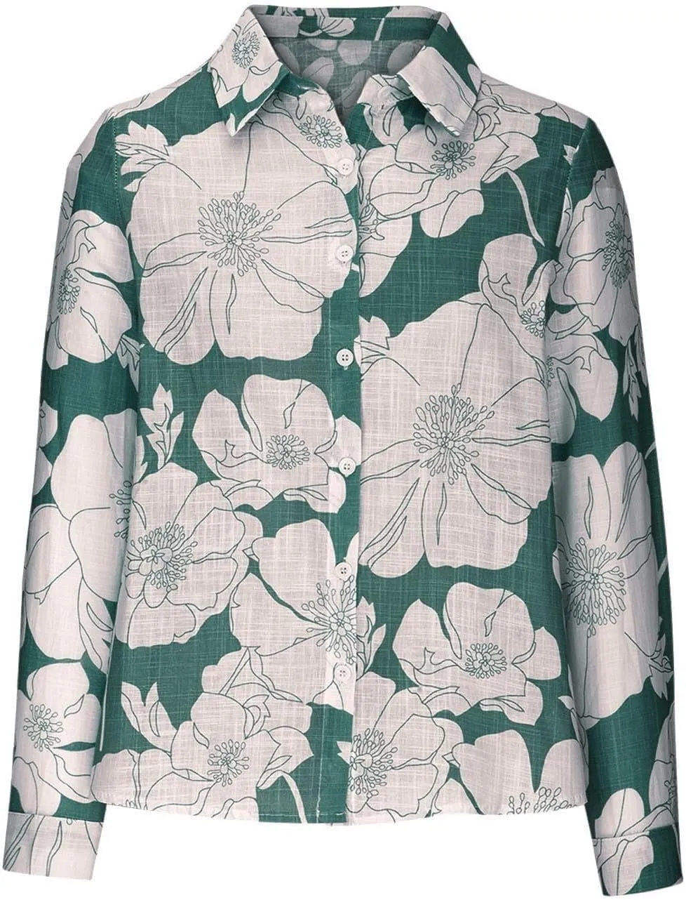Long Sleeve Shirts for Women Short Sleeve Button Down Blouse Plus Size Collared Linen Work Blouse Tops with Pocket