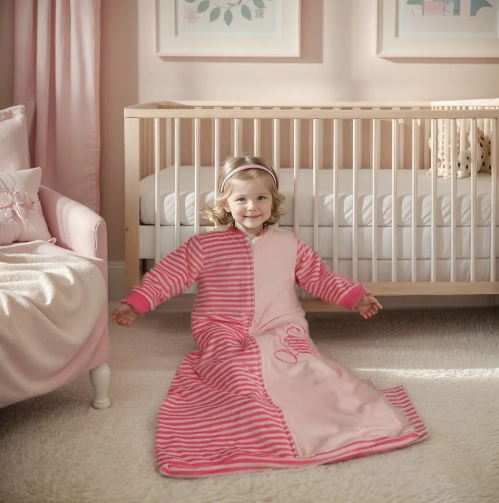 Long Sleeve Sleep Sack Toddler (2-5t) Warm Cotton Velvet, Tog 2.0, Baby Sleeping Bag Withy Arms Infant Sleeved Wearable Blanket Sleeper, Large and Long,4 Seasons, Soft