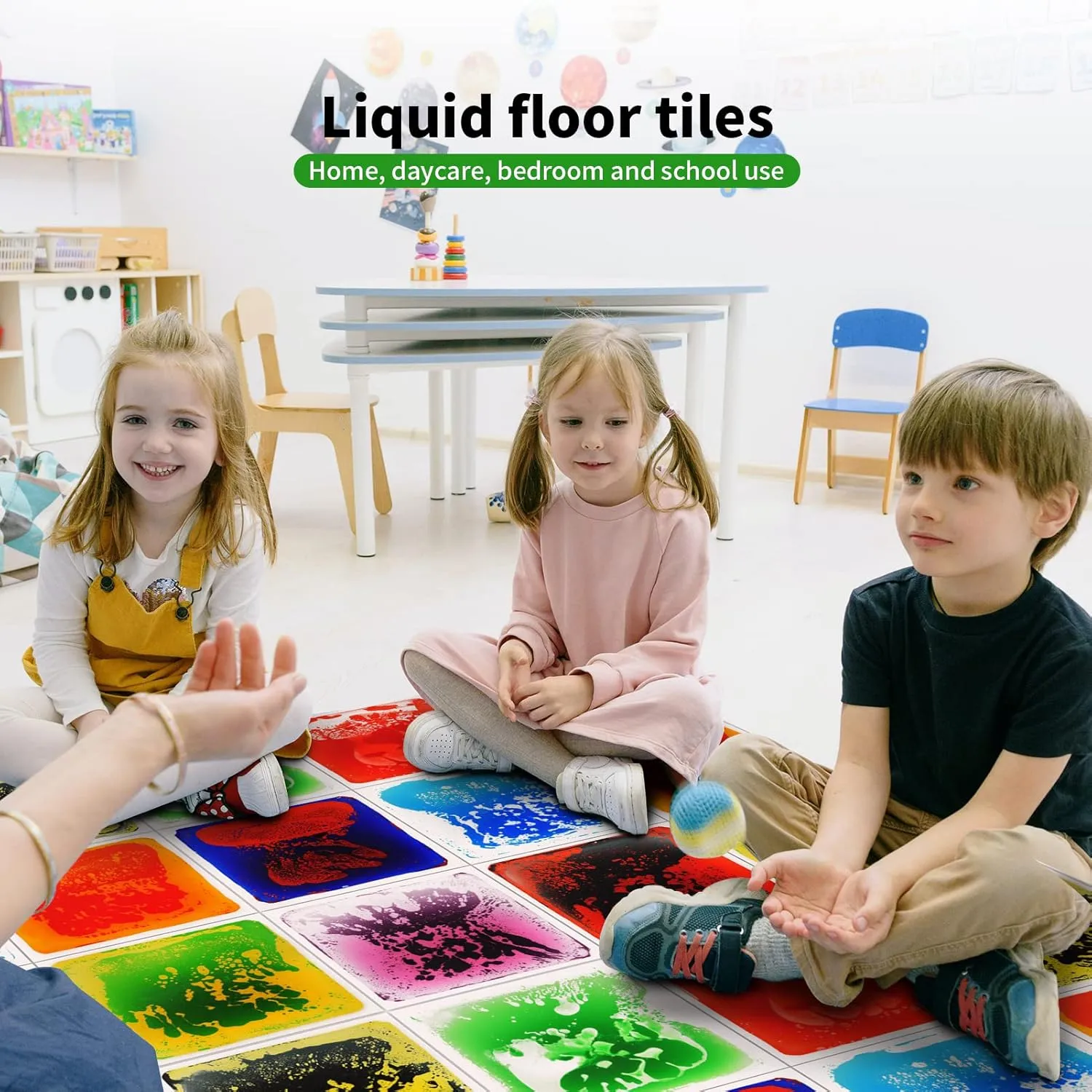 LONGKING 9 Sensory Tiles, 12" x 12" Sensory Floor Tiles, Liquid Floor Tiles, Lava Tiles