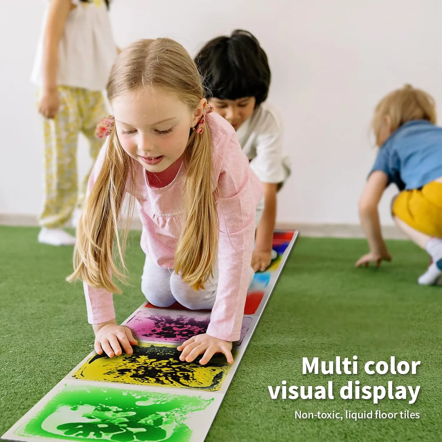 LONGKING 9 Sensory Tiles, 12" x 12" Sensory Floor Tiles, Liquid Floor Tiles, Lava Tiles