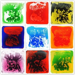 LONGKING 9 Sensory Tiles, 12" x 12" Sensory Floor Tiles, Liquid Floor Tiles, Lava Tiles