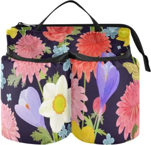 Luggage Cup Holder for Suitcase Free Hands Dual Cup Holders Portable Drink Holder Travel Cup Holder with Elastic Strap Luggage Cup Caddy Bag Prosperous Flowers Colorful