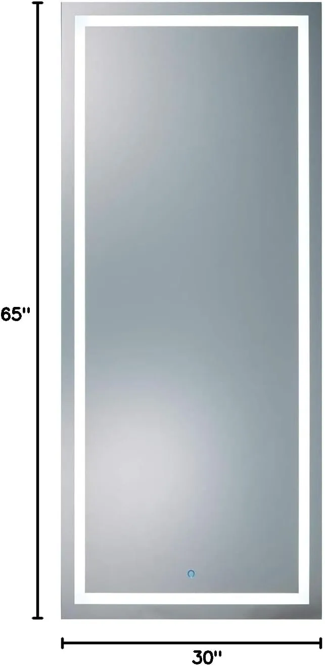 Lumina LED Salon Mirror & Storage Server, Extra-Large Full-Length Mirror, Built-in Dimmable LED Light, Easy & Accessible On/Off Button, in Silver, PIB-9110-SER-SIL