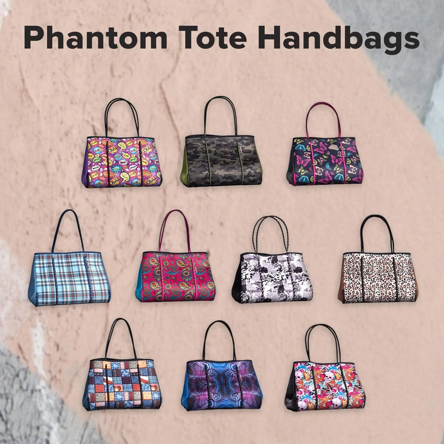 Luvo - Women's Neoprene Phantom Tote Handbags - Travel