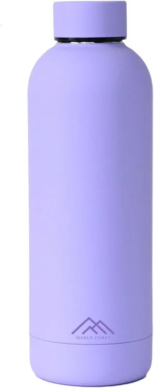 MABLA Water Bottle Stainless Steel 500ml I Double Wall insulated Water Bottles for Hot Water Gym Bottle Stainless Steel Water Bottle for Kids School Flask Bottle Hot water bottle(Lavender)