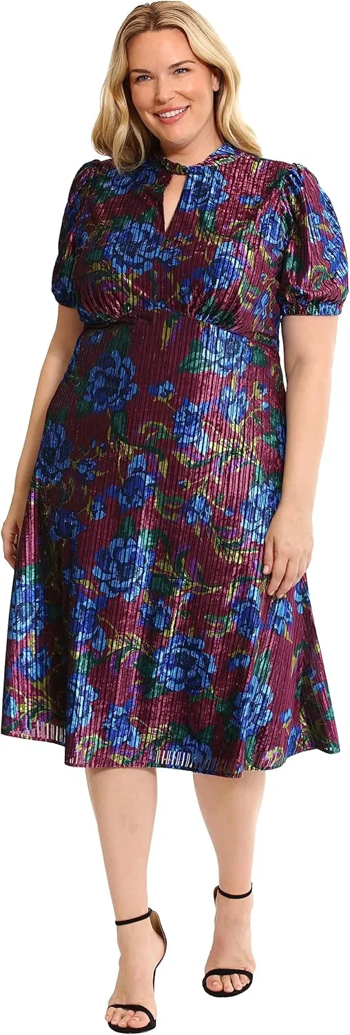 Maggy London Women's Keyhole Neck Velvet A-line Dress Occasion Party Event Guest of Wedding