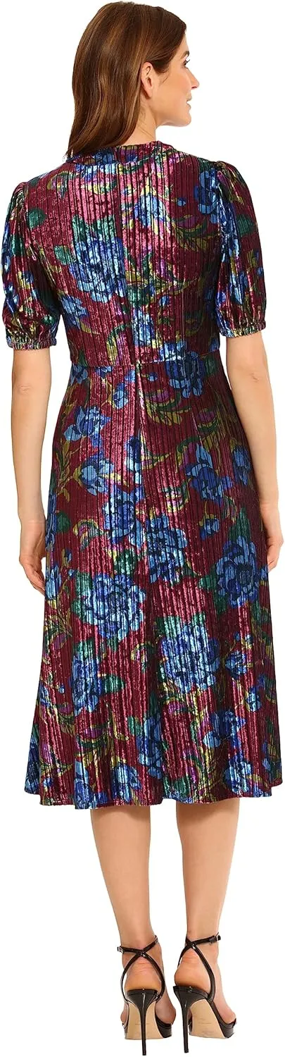 Maggy London Women's Keyhole Neck Velvet A-line Dress Occasion Party Event Guest of Wedding