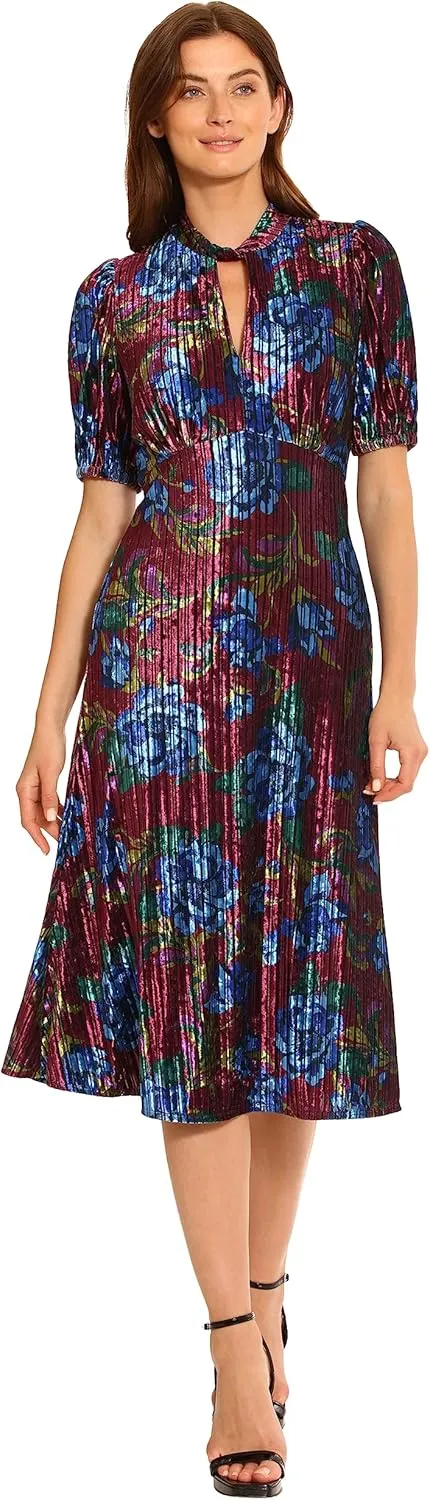 Maggy London Women's Keyhole Neck Velvet A-line Dress Occasion Party Event Guest of Wedding