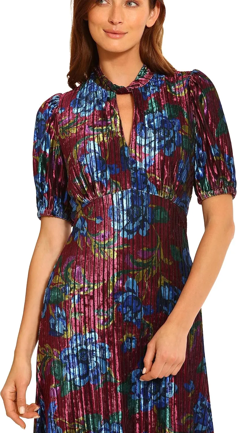 Maggy London Women's Keyhole Neck Velvet A-line Dress Occasion Party Event Guest of Wedding