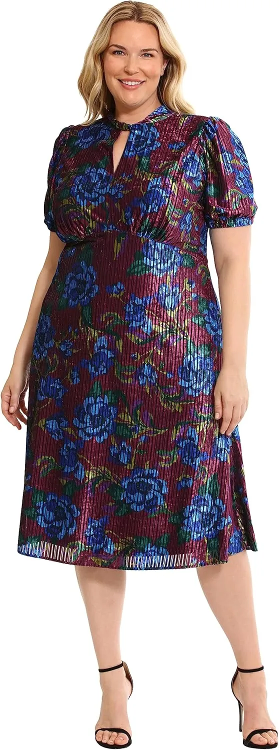 Maggy London Women's Keyhole Neck Velvet A-line Dress Occasion Party Event Guest of Wedding