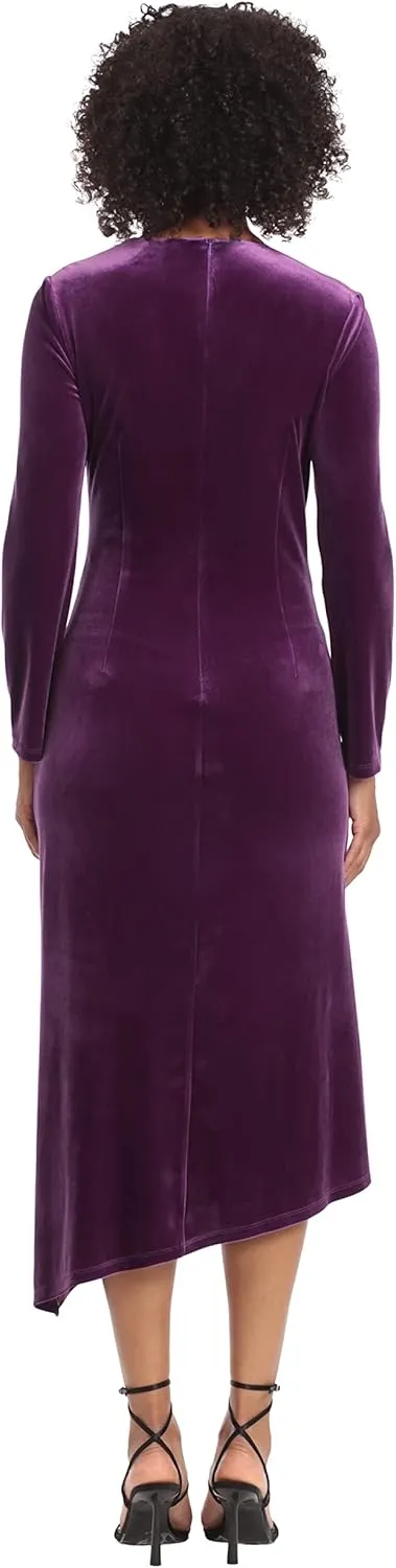 Maggy London Women's Long Sleeve Asymmetric Neck and Hem Dress