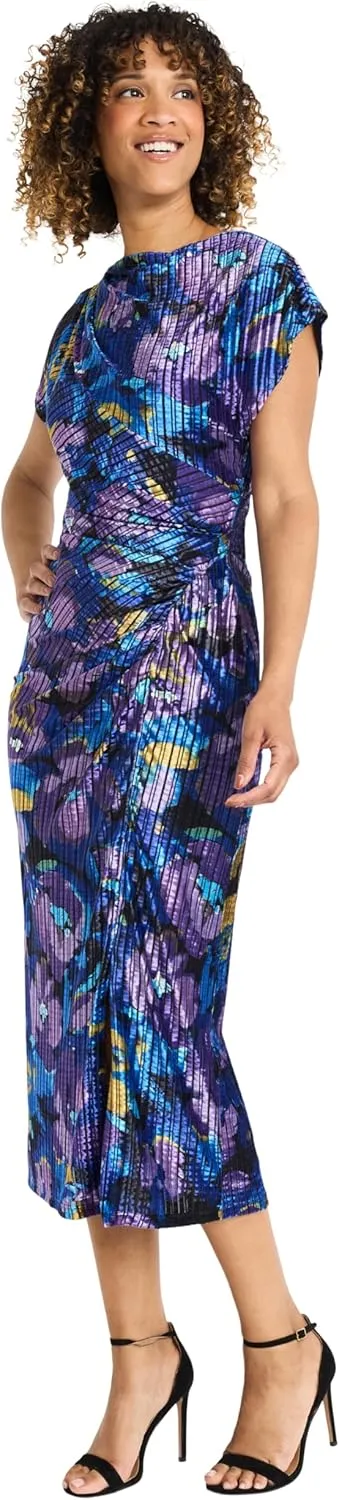 Maggy London Women's Short Sleeved Draped Midi Dress
