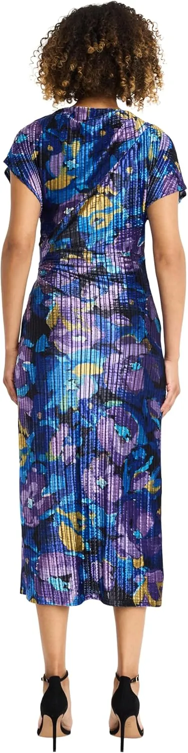 Maggy London Women's Short Sleeved Draped Midi Dress