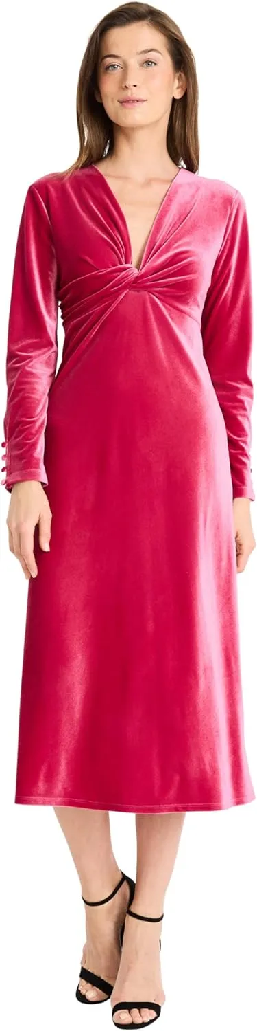 Maggy London Women's Twist V-Neck Bias Skirt Midi