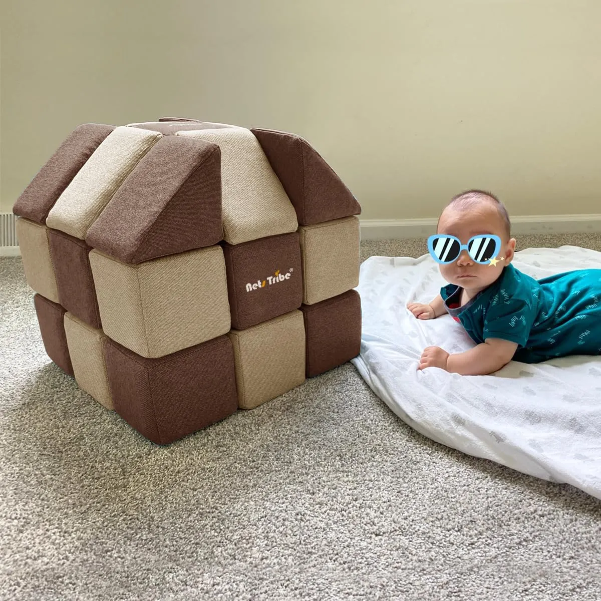 Magnetic Soft Building Blocks for Kids, Magnetic Blocks, Big Blocks, Educational Toys, Incredibly Fun Building Block for Children (Coffee Brown Light Coffee Brown)