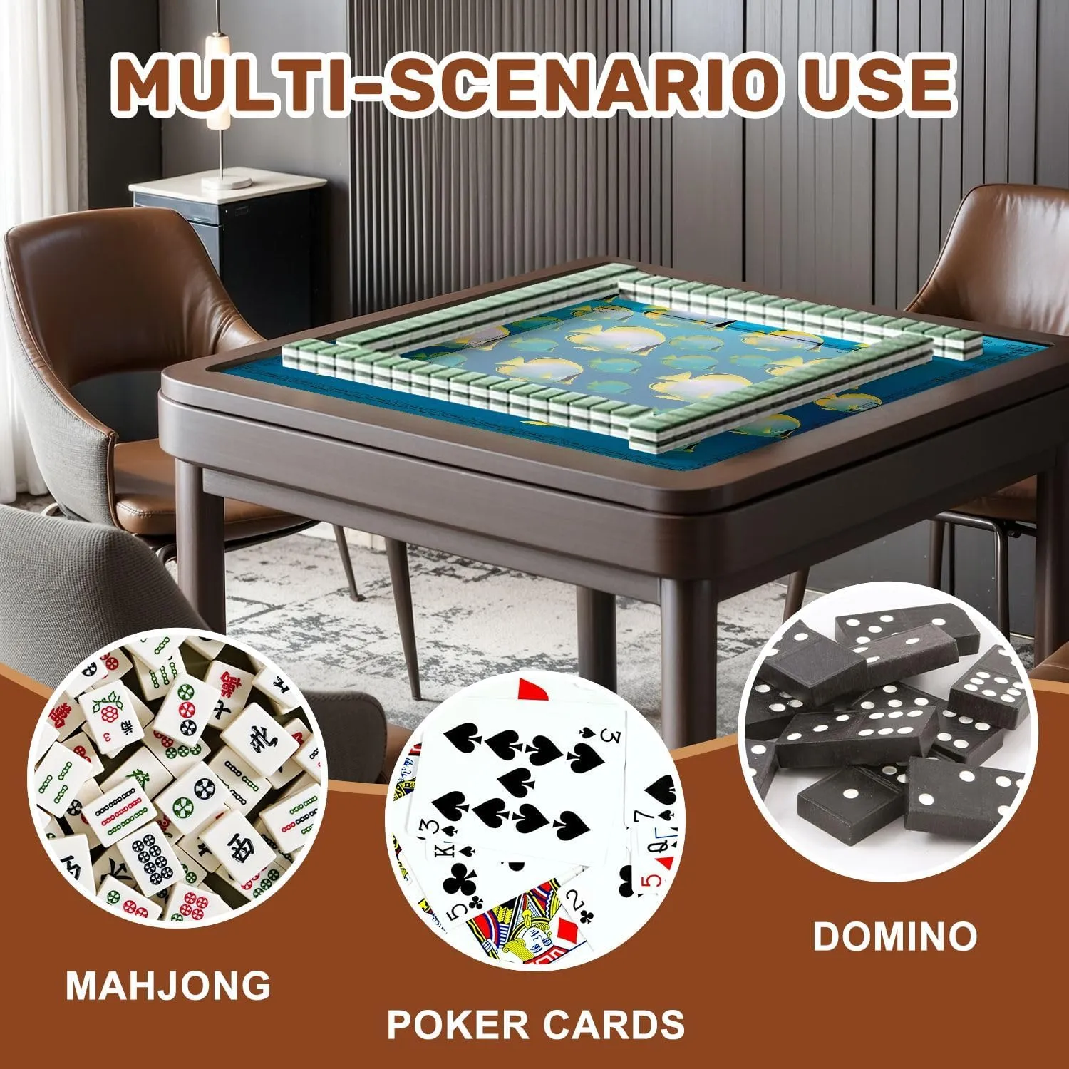 Mahjong Mat 31.5" x 31.5" School Colorful Tropical Fish Non-Slip Noise Reduction Table Cover for Mahjong Dominoes Poker Card Board and Tile Games