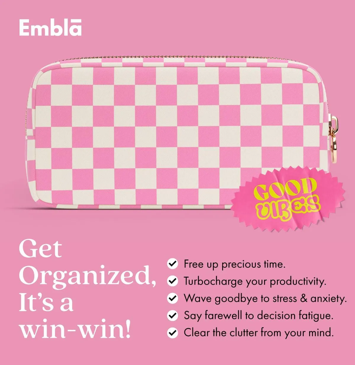 Makeup Bag Travel Cosmetics Pouch and Toiletry Bag, Nylon Zipper Pouch Purse, Cute Make Up Organizer Storage Tote for Women Girls, Travel Skincare Case, Small Makeup Case, Flamingo Checkered