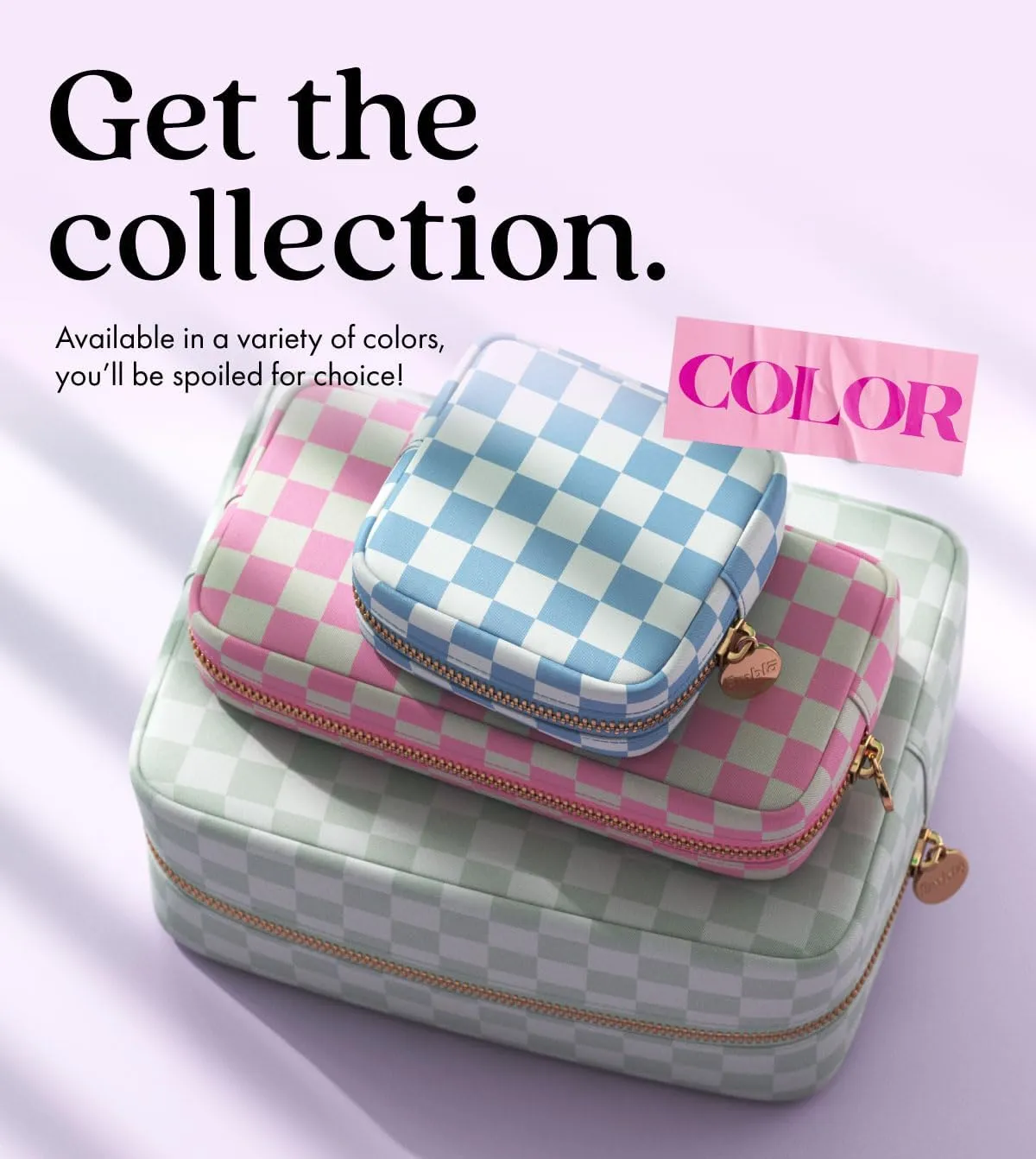 Makeup Bag Travel Cosmetics Pouch and Toiletry Bag, Nylon Zipper Pouch Purse, Cute Make Up Organizer Storage Tote for Women Girls, Travel Skincare Case, Small Makeup Case, Flamingo Checkered