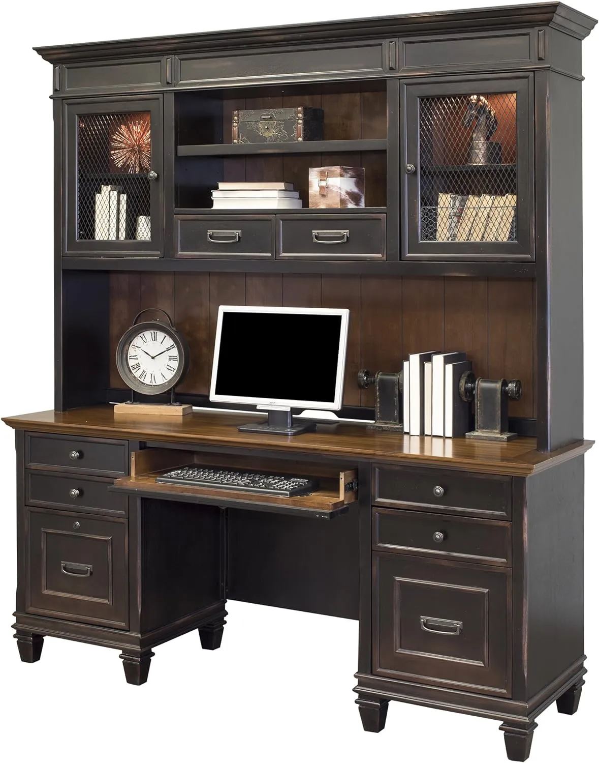 Martin Furniture Hartford Hutch, Brown - Fully Assembled
